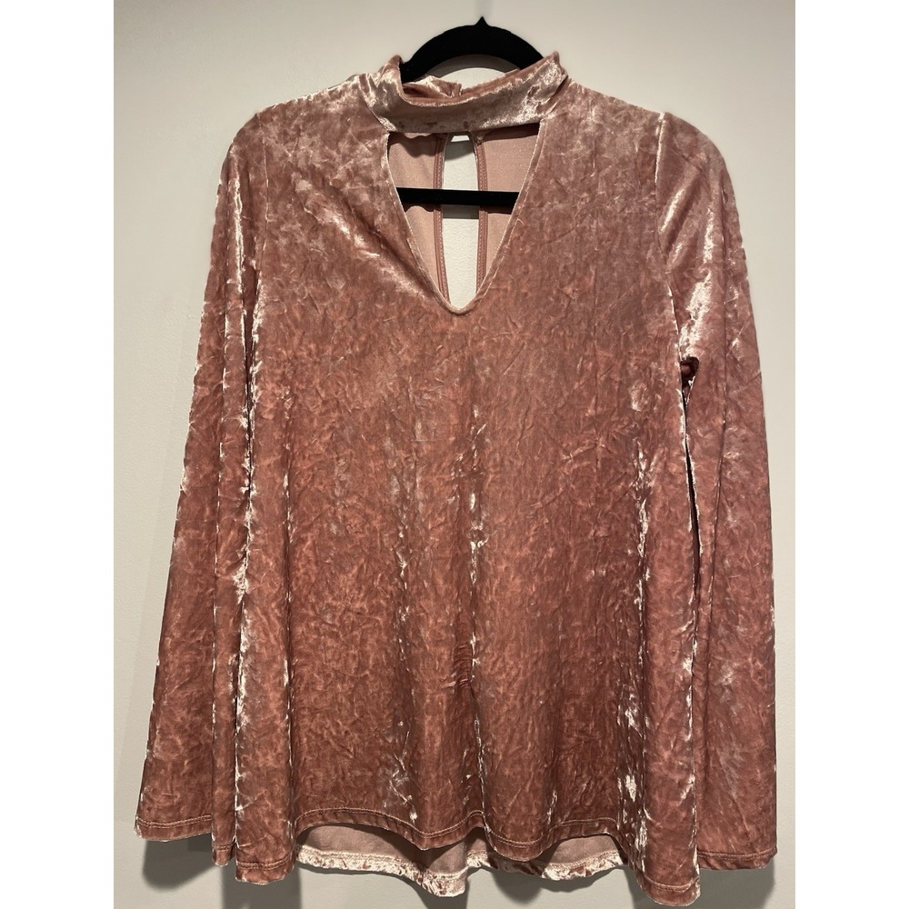 Karlie Cutout Velvet Pink Bell Long Sleeve Top Women's Size Med USA